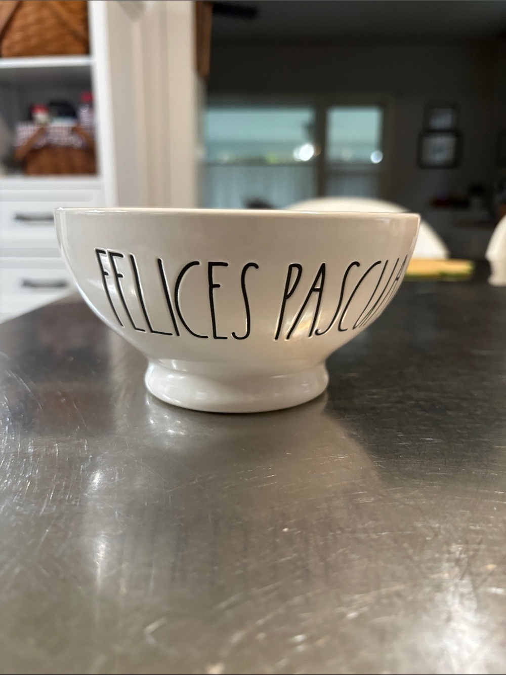 Rae Dunn White Ceramic Bowl with FELICES PASCUAS Happy Easter